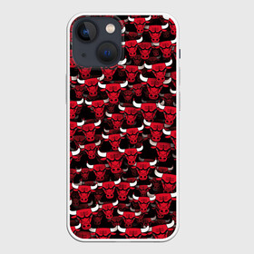 Чехол для iPhone 13 mini с принтом Быки Chicago Bulls в Санкт-Петербурге,  |  | баскетбол | бык | корова | красный | нба | паттерн | рога | чикаго буллз