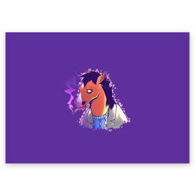Поздравительная открытка с принтом Конь БоДжек в Санкт-Петербурге, 100% бумага | плотность бумаги 280 г/м2, матовая, на обратной стороне линовка и место для марки
 | bojack horseman | бо | бо джек | говорящий конь | джек | диана | кентавр | кони | конь | конь бо джек | мистер подхвост | мульт | мультфильм | тодд