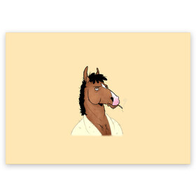 Поздравительная открытка с принтом Конь БоДжек в Санкт-Петербурге, 100% бумага | плотность бумаги 280 г/м2, матовая, на обратной стороне линовка и место для марки
 | bojack horseman | бо | бо джек | говорящий конь | джек | диана | кентавр | кони | конь | конь бо джек | мистер подхвост | мульт | мультфильм | тодд