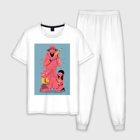 Мужская пижама хлопок с принтом Конь БоДжек в Санкт-Петербурге, 100% хлопок | брюки и футболка прямого кроя, без карманов, на брюках мягкая резинка на поясе и по низу штанин
 | 