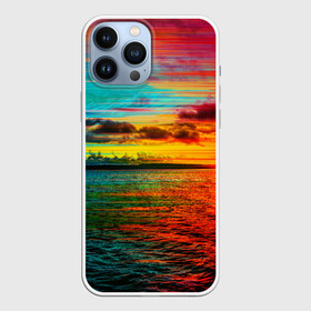 Чехол для iPhone 13 Pro Max с принтом Glitch Sunset в Санкт-Петербурге,  |  | clouds | glitch | ocean | sea | sky | sun | sunset | water | вода | глитч | море | небо | облака | океан | солнце
