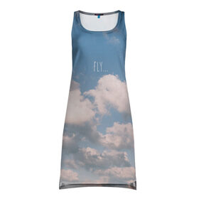 Платье-майка 3D с принтом летай в Санкт-Петербурге, 100% полиэстер | полуприлегающий силуэт, широкие бретели, круглый вырез горловины, удлиненный подол сзади. | воздух | воздушный | голубое небо | летать | небо | облака | облачко | парить | полет | самолет | солнце | туман