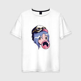 Женская футболка хлопок Oversize с принтом Anime Bubble Gum Girl в Санкт-Петербурге, 100% хлопок | свободный крой, круглый ворот, спущенный рукав, длина до линии бедер
 | cute | fashion | in love | japan | japanese | kanojo | manga | style | turbo | waifu | бабл | вайфу | гипер | девочка | девушка | жвачка | жевательная резинка | кавай | кавайи | кавайная | любовь | манга | милая | пузырь | стиль | тренд