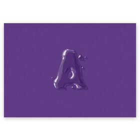 Поздравительная открытка с принтом A, буква, мыльный пузырь. в Санкт-Петербурге, 100% бумага | плотность бумаги 280 г/м2, матовая, на обратной стороне линовка и место для марки
 | Тематика изображения на принте: a | bubble | character | letter | lettering | liquid | purple | violet | а | алфавит | буква | жидкость | каллиграфия | капли | капля | леттеринг | мыльный пузырь | прозрачный | фиолетовый