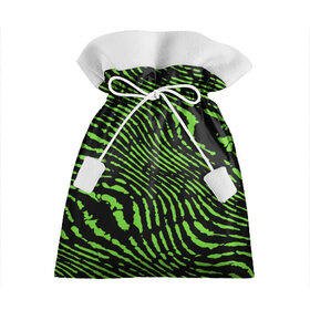 Подарочный 3D мешок с принтом Зебра в Санкт-Петербурге, 100% полиэстер | Размер: 29*39 см | green | green lines | green neon | green neon lines | green zebra | lines | zebra | в полоску | зебра | зеленая зебра | зелёные полосы | зелёный | зелёный неон | полоски | полосы
