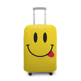 Чехол для чемодана 3D с принтом Смайлик в Санкт-Петербурге, 86% полиэфир, 14% спандекс | двустороннее нанесение принта, прорези для ручек и колес | cheerful | emoticon | icon | joy | smile | tongue | веселый | значок | радость | смайлик | улыбка | язык