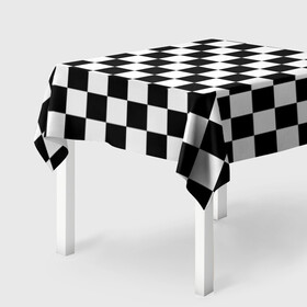 Скатерть 3D с принтом Шахматка в Санкт-Петербурге, 100% полиэстер (ткань не мнется и не растягивается) | Размер: 150*150 см | абстракция | в клетку | игра | клетка | клеточка | тренд | черно белая | черно белая клетка | шахматка | шахматная клетка | шахматы