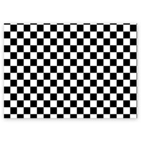 Поздравительная открытка с принтом Шахматка в Санкт-Петербурге, 100% бумага | плотность бумаги 280 г/м2, матовая, на обратной стороне линовка и место для марки
 | Тематика изображения на принте: абстракция | в клетку | игра | клетка | клеточка | тренд | черно белая | черно белая клетка | шахматка | шахматная клетка | шахматы