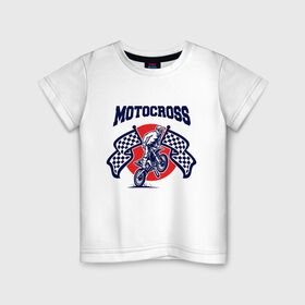 Детская футболка хлопок с принтом MOTOCROSS в Санкт-Петербурге, 100% хлопок | круглый вырез горловины, полуприлегающий силуэт, длина до линии бедер | 