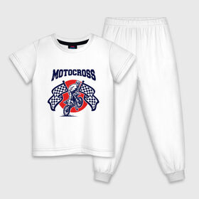 Детская пижама хлопок с принтом MOTOCROSS в Санкт-Петербурге, 100% хлопок |  брюки и футболка прямого кроя, без карманов, на брюках мягкая резинка на поясе и по низу штанин
 | 
