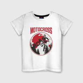 Детская футболка хлопок с принтом MOTOCROSS в Санкт-Петербурге, 100% хлопок | круглый вырез горловины, полуприлегающий силуэт, длина до линии бедер | cross | moto | motocross | motox | yamaha | байк | байкер | гонки | гонщик | кросс | мото | мотокросс | мотоцикл | мотоциклист | спортбайк