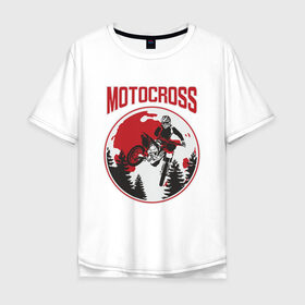 Мужская футболка хлопок Oversize с принтом MOTOCROSS в Санкт-Петербурге, 100% хлопок | свободный крой, круглый ворот, “спинка” длиннее передней части | cross | moto | motocross | motox | yamaha | байк | байкер | гонки | гонщик | кросс | мото | мотокросс | мотоцикл | мотоциклист | спортбайк