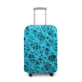 Чехол для чемодана 3D с принтом GARD$ER в Санкт-Петербурге, 86% полиэфир, 14% спандекс | двустороннее нанесение принта, прорези для ручек и колес | abstraction | acidic | blue | lines | mesh | shapes | surface | texture | абстракция | кислотный | линии | поверхность | сетка | текстура | формы