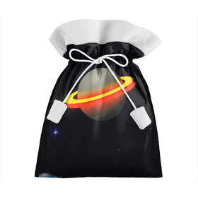 Подарочный 3D мешок с принтом Стальная планета в Санкт-Петербурге, 100% полиэстер | Размер: 29*39 см | абстракция | космос | неон | оранжевый цвет | планета