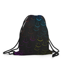 Рюкзак-мешок 3D с принтом Rainbow smile в Санкт-Петербурге, 100% полиэстер | плотность ткани — 200 г/м2, размер — 35 х 45 см; лямки — толстые шнурки, застежка на шнуровке, без карманов и подкладки | необычное | прикольное | радуга | смайл