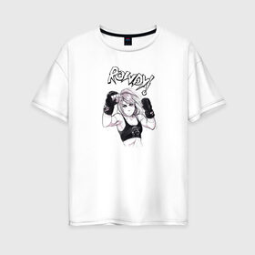 Женская футболка хлопок Oversize с принтом Ронда Роузи в Санкт-Петербурге, 100% хлопок | свободный крой, круглый ворот, спущенный рукав, длина до линии бедер
 | без | бои | бойцы | правил | спорт