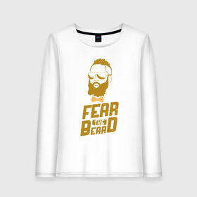 Женский лонгслив хлопок с принтом Fear The Beard в Санкт-Петербурге, 100% хлопок |  | basketball | beard | game | harden | houston | james | nba | rockets | sport | баскетбол | борода | джеймс | нба | рокетс | спорт | тренер | харден | хьюстон | чемпион