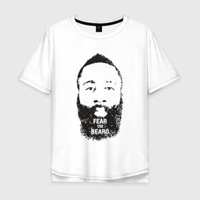 Мужская футболка хлопок Oversize с принтом James Harden в Санкт-Петербурге, 100% хлопок | свободный крой, круглый ворот, “спинка” длиннее передней части | basketball | beard | game | harden | houston | james | nba | rockets | sport | баскетбол | борода | джеймс | нба | рокетс | спорт | тренер | харден | хьюстон | чемпион