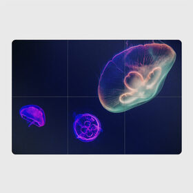Магнитный плакат 3Х2 с принтом Фантастическая медуза в Санкт-Петербурге, Полимерный материал с магнитным слоем | 6 деталей размером 9*9 см | медуза | медуза в море | морская медуза | плавающая медуза | светящаяся медуза