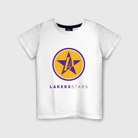 Детская футболка хлопок с принтом Lakers Stars в Санкт-Петербурге, 100% хлопок | круглый вырез горловины, полуприлегающий силуэт, длина до линии бедер | 23 | anthony davis | basketball | bryant | game | james | kobe | lebron | los angeles | nba | sport | баскетбол | брайант | бровь | джеймс | калифорния | коби | король | леброн | лейкерс | лос анджелес | нба | спорт | тренер | чемпио