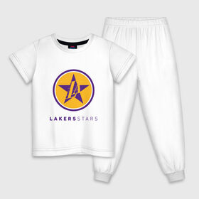 Детская пижама хлопок с принтом Lakers Stars в Санкт-Петербурге, 100% хлопок |  брюки и футболка прямого кроя, без карманов, на брюках мягкая резинка на поясе и по низу штанин
 | 23 | anthony davis | basketball | bryant | game | james | kobe | lebron | los angeles | nba | sport | баскетбол | брайант | бровь | джеймс | калифорния | коби | король | леброн | лейкерс | лос анджелес | нба | спорт | тренер | чемпио