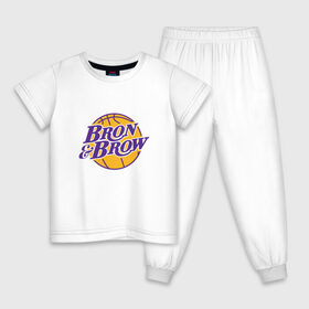 Детская пижама хлопок с принтом Bron & Brow в Санкт-Петербурге, 100% хлопок |  брюки и футболка прямого кроя, без карманов, на брюках мягкая резинка на поясе и по низу штанин
 | 23 | anthony davis | basketball | bryant | game | james | kobe | lebron | los angeles | nba | sport | баскетбол | брайант | бровь | джеймс | калифорния | коби | король | леброн | лейкерс | лос анджелес | нба | спорт | тренер | чемпио