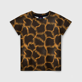 Детская футболка 3D с принтом Леопард в Санкт-Петербурге, 100% гипоаллергенный полиэфир | прямой крой, круглый вырез горловины, длина до линии бедер, чуть спущенное плечо, ткань немного тянется | Тематика изображения на принте: леопард | леопардовые пятна | пятна леопарда
