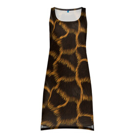 Платье-майка 3D с принтом Леопард в Санкт-Петербурге, 100% полиэстер | полуприлегающий силуэт, широкие бретели, круглый вырез горловины, удлиненный подол сзади. | леопард | леопардовые пятна | пятна леопарда