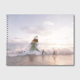 Альбом для рисования с принтом Мегалодон в Санкт-Петербурге, 100% бумага
 | матовая бумага, плотность 200 мг. | Тематика изображения на принте: акула | акулы | волны | животное | животные | мегалодон | море | пейзаж | пейзажи | пляж | хищник | хищники