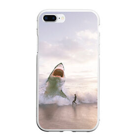 Чехол для iPhone 7Plus/8 Plus матовый с принтом Мегалодон в Санкт-Петербурге, Силикон | Область печати: задняя сторона чехла, без боковых панелей | акула | акулы | волны | животное | животные | мегалодон | море | пейзаж | пейзажи | пляж | хищник | хищники