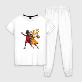 Женская пижама хлопок с принтом Kobe & Jordan в Санкт-Петербурге, 100% хлопок | брюки и футболка прямого кроя, без карманов, на брюках мягкая резинка на поясе и по низу штанин | basketball | bryant | bulls | chicago | game | jordan | kobe | los angeles | michael | nba | sport | баскетбол | брайант | бровь | бык | джеймс | джордан | калифорния | коби | леброн | лейкерс | лос анджелес | майкл | нба | спорт | т
