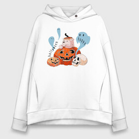 Женское худи Oversize хлопок с принтом Mishka phantoms and pumpkins в Санкт-Петербурге, френч-терри — 70% хлопок, 30% полиэстер. Мягкий теплый начес внутри —100% хлопок | боковые карманы, эластичные манжеты и нижняя кромка, капюшон на магнитной кнопке | Тематика изображения на принте: bear | halloween | hallowen | halowen | helloween | mishka | phantom | phantoms | pumpkin | pumpkins | день всех святых | медведь | медвежонок | мишка | приведение | тыква | тыквы | фантомы | халовен | халовин | хеллуин