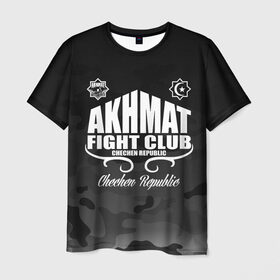 Мужская футболка 3D с принтом FIGHT CLUB AKHMAT в Санкт-Петербурге, 100% полиэфир | прямой крой, круглый вырез горловины, длина до линии бедер | Тематика изображения на принте: aca | acb | akhmat | club | fight | mma | wfca | ахмат | грозный | чечня