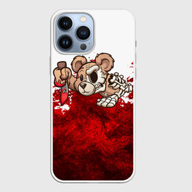 Чехол для iPhone 13 Pro Max с принтом Медведь убийца в Санкт-Петербурге,  |  | Тематика изображения на принте: blood | diablo | haloween | horror | дьявол | зомби | кости | кровь | мозги | мясо | страшилка | ужасы | хеллоуин | хелоуин