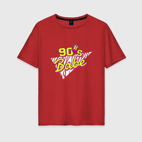 Женская футболка хлопок Oversize с принтом Девчонка девяностых в Санкт-Петербурге, 100% хлопок | свободный крой, круглый ворот, спущенный рукав, длина до линии бедер
 | 