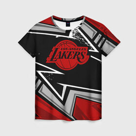 Женская футболка 3D с принтом LA LAKERS RED в Санкт-Петербурге, 100% полиэфир ( синтетическое хлопкоподобное полотно) | прямой крой, круглый вырез горловины, длина до линии бедер | bryant | james | jordan | kobe | la lakers | lakers | lebron | nba | баскетбол | брайант | брайнт | джеймс | джордан | коби | леброн | лейкерс | лэйкерс | мамба | нба | черная