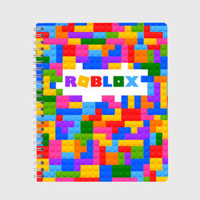 Тетрадь с принтом ROBLOX LEGO в Санкт-Петербурге, 100% бумага | 48 листов, плотность листов — 60 г/м2, плотность картонной обложки — 250 г/м2. Листы скреплены сбоку удобной пружинной спиралью. Уголки страниц и обложки скругленные. Цвет линий — светло-серый
 | piggy | roblox | roblox games | roblox piggy | игра роблокс | пигги. | роблокс | роблокс пигги | робукс