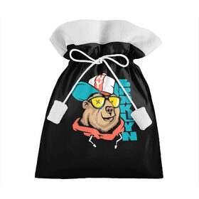 Подарочный 3D мешок с принтом Медведь в Санкт-Петербурге, 100% полиэстер | Размер: 29*39 см | Тематика изображения на принте: art | bear | brooklyn | cap | hipster | teddy bear | арт | бруклин | кепка | медведь | мишка | очки | хипстер