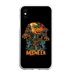 Чехол для iPhone XS Max матовый с принтом Хэллоуин в Санкт-Петербурге, Силикон | Область печати: задняя сторона чехла, без боковых панелей | diy | ghost | halloween | horror | makeup | scary | skull clown | trick or treat | вампир | ведьма | кошка | луна | магия | ночь | тыква | хэллоуин