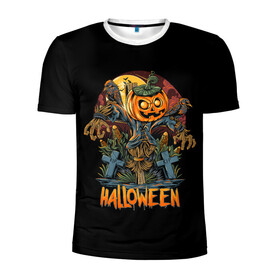 Мужская футболка 3D спортивная с принтом Хэллоуин в Санкт-Петербурге, 100% полиэстер с улучшенными характеристиками | приталенный силуэт, круглая горловина, широкие плечи, сужается к линии бедра | Тематика изображения на принте: diy | ghost | halloween | horror | makeup | scary | skull clown | trick or treat | вампир | ведьма | кошка | луна | магия | ночь | тыква | хэллоуин