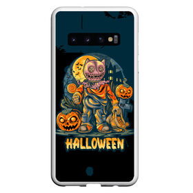 Чехол для Samsung Galaxy S10 с принтом Happy Halloween в Санкт-Петербурге, Силикон | Область печати: задняя сторона чехла, без боковых панелей | diy | ghost | halloween | horror | makeup | scary | skull clown | trick or treat | вампир | ведьма | кошка | луна | магия | ночь | тыква | хэллоуин