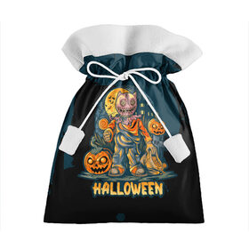 Подарочный 3D мешок с принтом Happy Halloween в Санкт-Петербурге, 100% полиэстер | Размер: 29*39 см | Тематика изображения на принте: diy | ghost | halloween | horror | makeup | scary | skull clown | trick or treat | вампир | ведьма | кошка | луна | магия | ночь | тыква | хэллоуин