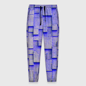 Мужские брюки 3D с принтом UlliCom в Санкт-Петербурге, 100% полиэстер | манжеты по низу, эластичный пояс регулируется шнурком, по бокам два кармана без застежек, внутренняя часть кармана из мелкой сетки | Тематика изображения на принте: abstraction | blue | mesh | mosaic | panels | surface | texture | абстракция | мозайка | панели | поверхность | сетка | синий | текстура