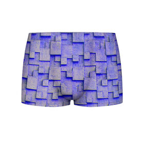 Мужские трусы 3D с принтом UlliCom в Санкт-Петербурге, 50% хлопок, 50% полиэстер | классическая посадка, на поясе мягкая тканевая резинка | Тематика изображения на принте: abstraction | blue | mesh | mosaic | panels | surface | texture | абстракция | мозайка | панели | поверхность | сетка | синий | текстура