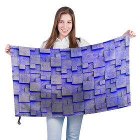 Флаг 3D с принтом UlliCom в Санкт-Петербурге, 100% полиэстер | плотность ткани — 95 г/м2, размер — 67 х 109 см. Принт наносится с одной стороны | Тематика изображения на принте: abstraction | blue | mesh | mosaic | panels | surface | texture | абстракция | мозайка | панели | поверхность | сетка | синий | текстура