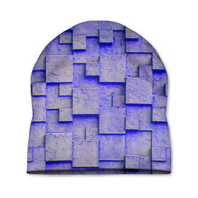 Шапка 3D с принтом UlliCom в Санкт-Петербурге, 100% полиэстер | универсальный размер, печать по всей поверхности изделия | abstraction | blue | mesh | mosaic | panels | surface | texture | абстракция | мозайка | панели | поверхность | сетка | синий | текстура