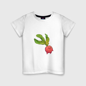 Детская футболка хлопок с принтом Милая редиска в Санкт-Петербурге, 100% хлопок | круглый вырез горловины, полуприлегающий силуэт, длина до линии бедер | арт | мило | милый | овощ | редис | редиска | рисунок | свежий овощ | свежий продукт