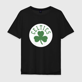 Мужская футболка хлопок Oversize с принтом Boston Celtics в Санкт-Петербурге, 100% хлопок | свободный крой, круглый ворот, “спинка” длиннее передней части | 