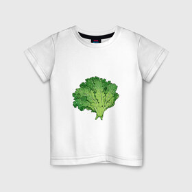 Детская футболка хлопок с принтом Кудрявая капуста в Санкт-Петербурге, 100% хлопок | круглый вырез горловины, полуприлегающий силуэт, длина до линии бедер | арт | капуста | кудри | кудрявая | кудрявая капуста | кудряшки | мило | милота | овощ | рисунок | свежий овощ | свежий продукт