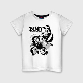 Детская футболка хлопок с принтом Bendy And The Ink Machine в Санкт-Петербурге, 100% хлопок | круглый вырез горловины, полуприлегающий силуэт, длина до линии бедер | bendy | bendy and the ink machine | бенди | бени | бенни | бэнди | детская | детям | игра | капли | компьютерная игра | краска | машина | подтеки | ужастик | чернила | чернильная